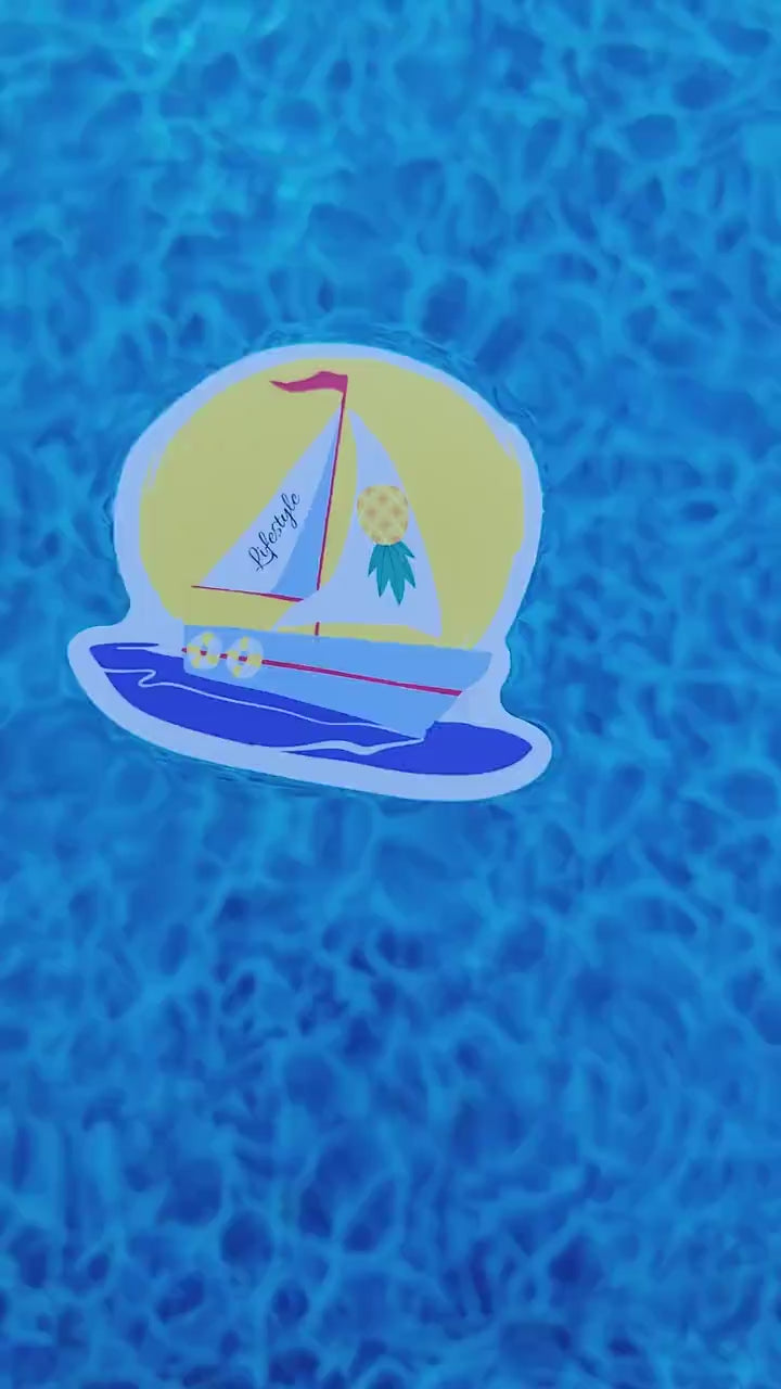 Sailboat with an upside-down pineapple and the words Lifestyle, Swinger sticker, Lake sticker